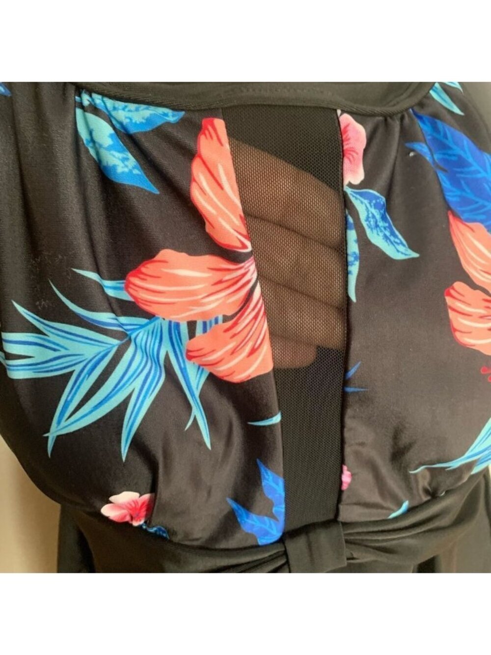 Black Tankini with floral print - Picture 2 of 3